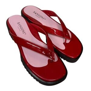 RANGONI FIRENZE Cherry Red Flip Flop Sandal Made In Italy SZ 7B
